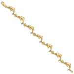14k Polished Dolphin and Bead 7.5 inch Bracelet - Image 2