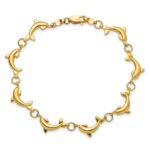 14k Polished Dolphin Link 8 inch Bracelet - Image 3
