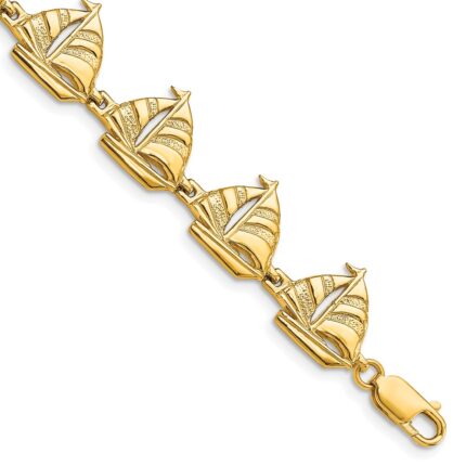 14k Polished Sailboat 7.25 inch Bracelet