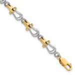 14k Two-tone Polished Anchor Shackle 7.5 inch Bracelet