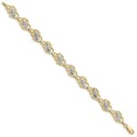 14k and White Rhodium Diamond-Cut Fancy Floral Filigree 7.25 inch Bracelet - Image 2