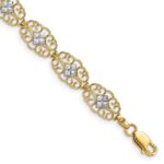 14k and White Rhodium Diamond-Cut Fancy Filigree 7.25 inch Bracelet