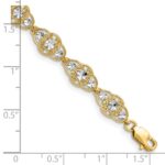 14k and White Rhodium Diamond-Cut Fancy Filigree 7.25 inch Bracelet - Image 3