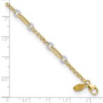 14K Two-tone Fancy Oval Link and Chain 7.25 inch Bracelet Plus 0.5 inch Extender - Image 3