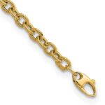 14k Polished and Textured Cable Link 7.5 inch Bracelet