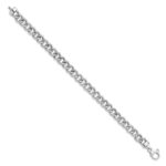 14K White Gold Polished And Textured 8mm Fancy Curb Link 7.75 inch Bracelet - Image 2