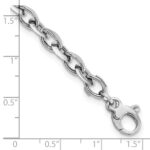14K White Polished 7mm Fancy Oval Link 7.75 inch Bracelet - Image 3