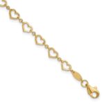 14K Polished Open Heart Link 7.5 inch Bracelet