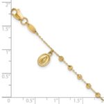 14K Polished and Diamond-cut Miraculous Medal and Cross 7.5 inch Rosary Bracelet - Image 5