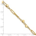 14K Polished Square Beads and Paperclip Link 7 inch Bracelet Plus 0.5 inch Extender - Image 5