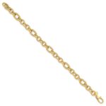 14K Polished and Textured 6.4mm Fancy Link 7.5 inch Bracelet - Image 2