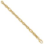 14K Polished and Textured 7.7mm Fancy Link 7.5 inch Bracelet - Image 2