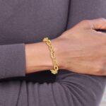 14K Polished and Textured 7.8mm Fancy Link 7.5 inch Bracelet - Image 6