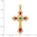 14K Ruby and Emerald Cabochon Cross Pendant - Image 4