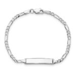 14k White Gold Polished Solid Chain/Solid Plate Figaro Link 20x4.5mm Plate 6 inch Baby/Child ID Bracelet - Image 4