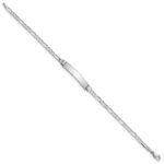 14k White Gold Polished Solid Chain/Solid Plate Figaro Link 25x4.8mm Plate 8 inch ID Bracelet - Image 2