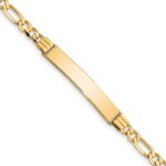 14k Polished Solid Chain/Solid Plate Figaro Link 33.5x6mm Plate 8 inch ID Bracelet