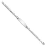 14k White Gold Polished Solid Chain/Solid Plate Figaro Link Soft Diamond Shape 33x9mm Plate 7 inch ID Bracelet - Image 2
