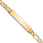 14k Polished Solid Chain/Solid Plate Figaro Link 39x8mm Plate8 inch ID Bracelet