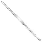 14k White Gold Polished Solid Chain/Solid Plate Figaro Link 38.5x8mm Plate 7 inch ID Bracelet - Image 2