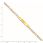 14k Polished with Rhodium Pav‚ Solid Chain/Solid Plate Figaro Link 25.5x5mm Plate ID Bracelet - Image 4