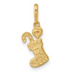 14k Madi K Polished Red and White Epoxy Christmas Stocking with Candy Childrens Charm / Pendant - Image 3
