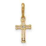 14k Madi K Polished and Beaded CZ Open Cross Childrens Charm / Pendant - Image 3
