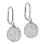 Sterling Silver Rhodium-Plated Polished White Crystal Sand Dollar Dangle Earrings - Image 4