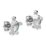 Sterling Silver Rhodium-plated Polished Blue Crystal Turtle Post Earrings - Image 4