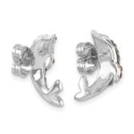 Sterling Silver Rhodium-plated Polished Pale Blue Crystal Dolphin Post Earrings - Image 4
