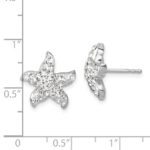 Sterling Silver Rhodium-plated Polished White Crystal Starfish Post Earrings - Image 5