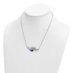 Sterling Silver Rhodium-Plated Polished Blue and White Crystal Mermaid 18.5 inch with a 1 inch extention Necklace - Image 3