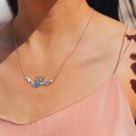 Sterling Silver Rhodium-Plated Polished Blue and White Crystal Mermaid 18.5 inch with a 1 inch extention Necklace - Image 6