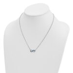 Sterling Silver Rhodium-Plated Polished Blue Crystal Eternity 16.5 inch with a 2 inch extention Necklace - Image 3