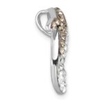 Sterling Silver Rhodium-Plated Polished Gray and White Crystal Dolphin Chain Slide - Image 2