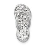 Sterling Silver Rhodium-plated Polished White Crystal Flip Flop Chain Slide