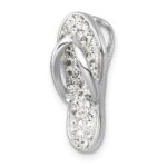 Sterling Silver Rhodium-plated Polished White Crystal Flip Flop Chain Slide - Image 4