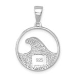Sterling Silver Rhodium-Plated Polished Crystal Wave Whitecap Pendant - Image 3