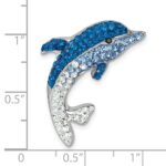 Sterling Silver Rhodium-Plated Large Crystal Dolphin Slide - Image 5