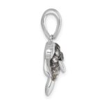 Sterling Silver Rhodium-plated Polished Crystal Manatee Pendant - Image 2