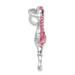 Sterling Silver Rhodium-plated Polished Pink Crystal Flamingo Pendant - Image 2