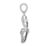 Sterling Silver Rhodium-Plated Polished Crystal Anchor Pendant - Image 2