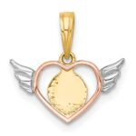 14k with White Rhodium and Rose-tone Heart With Wings Charm - Image 3