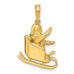 14k Polished 3-D Waving Santa In Sleigh Charm - Image 3