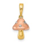 14k with White Rhodium and Rose-plating Polished 3-D Mushroom Charm - Image 3