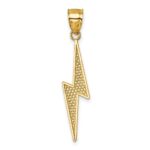 14k Polished Diamond-cut Textured Lighting Bolt Pendant - Image 3