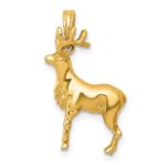 14k Polished 3-D Reindeer Charm