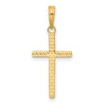 14k Polished Textured Cross Pendant
