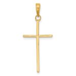 14K 3-D and Polished Stick Cross Pendant