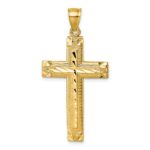 14K Polished Diamond-cut Textured Fancy Latin Cross Pendant